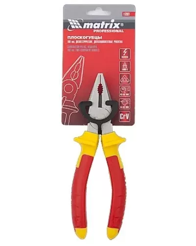 Плоскогубцы комбинированные, Insulated, 160 мм, двухкомпонентные рукоятки Matrix Professional Плоскогубцы комбинированные, Insulated, 160 мм, двухкомпонентные рукоятки Matrix Professional