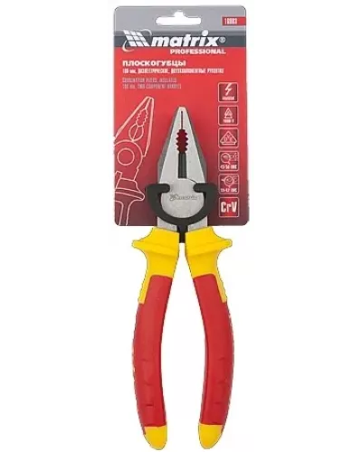 Плоскогубцы комбинированные, Insulated, 180 мм, двухкомпонентные рукоятки Matrix Professional