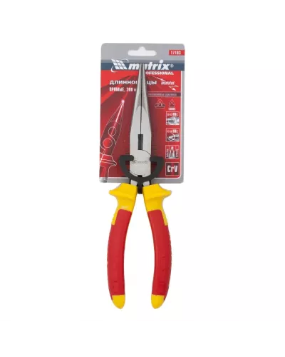 Длинногубцы прямые Insulated, 200 мм, двухкомпонентные рукоятки Matrix Professional
