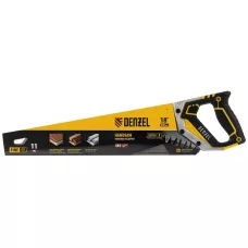 Ножовка по дереву DENZEL 450 мм, 11 TPI, зуб 3D, металлопластиковая рукоятка
