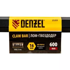 Лом-гвоздодер DENZEL 600 мм, шестигранный 16 мм, окрашенный, сталь 65