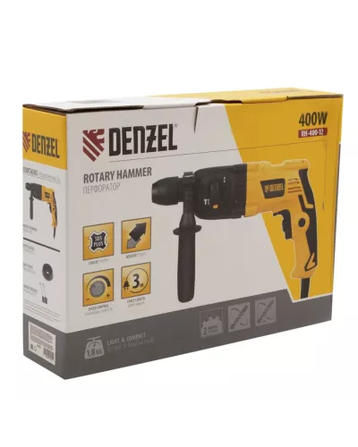 Перфоратор электрический RH-400-12, SDS-plus, 400 Вт, 1.2 Дж, 2 режима Denzel
