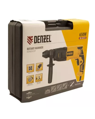 Перфоратор электрический RH-650-18, SDS-plus, 650 Вт, 2.0 Дж, 3 плюс 1 режим Denzel