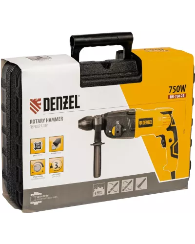 Перфоратор электрический RH-750-24, SDS-plus, 750 Вт, 2.5 Дж, 3 режима Denzel