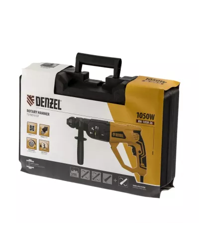Перфоратор электрический RH-1050-26, SDS-plus, 1050 Вт, 3.2 Дж, 3 плюс 1 режим Denzel