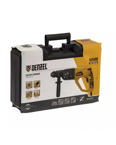 Перфоратор электрический RH-1050-26, SDS-plus, 1050 Вт, 3.2 Дж, 3 плюс 1 режим Denzel