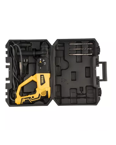 Перфоратор электрический RH-1050-26, SDS-plus, 1050 Вт, 3.2 Дж, 3 плюс 1 режим Denzel
