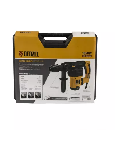 Перфоратор электрический RHV-1050-38-max, SDS-max, 1050 Вт, 10 Дж, 2 плюс 1 режим Denzel