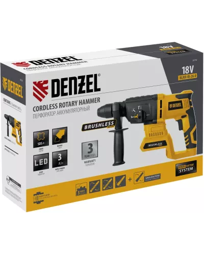 Перфоратор аккумуляторный BLRH-IB-26-0 Li-Ion, 18 В Denzel Перфоратор аккумуляторный BLRH-IB-26-0 Li-Ion, 18 В Denzel