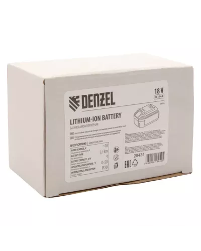 Батарея аккумуляторная IB-18-4.0, Li-Ion, 18 В, 4.0 А/ч Denzel