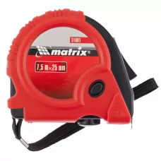Рулетка Rubber, 7,5 м х 25 мм, обрезиненный корпус MATRIX 31001