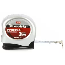 Рулетка Magnetic, 3 м х 16 мм, магнитный зацеп MATRIX 31010