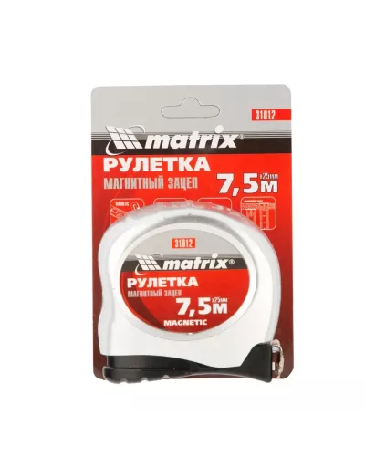 Рулетка Magnetic,7,5 м х 25 мм,магнитный зацеп Matrix