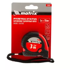 Рулетка, 3 м х 16 мм, обрезиненный корпус MATRIX 31019