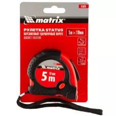 Рулетка, 5 м х 19 мм, обрезиненный корпус MATRIX 31023