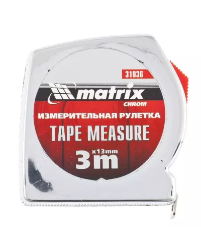 Рулетка Chrom,3 м x 13 мм,хромированный корпус Matrix