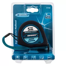 Рулетка GROSS "Ergonomisch", 5 м x 19 мм, магнитный обрезиненный зацеп 31102
