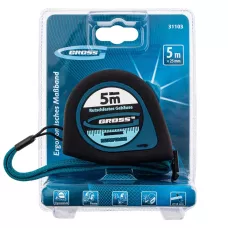 Рулетка GROSS "Ergonomisch", 5 м x 25 мм, магнитный обрезиненный зацеп 31103