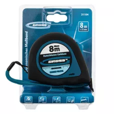 Рулетка GROSS "Ergonomisch", 8 м x 25 мм, магнитный обрезиненный зацеп 31104