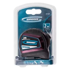 Рулетка GROSS "Doppelhaken", 2 м x 16 мм, односторонний зацеп, нейлон, двуст. шкала, автоматич 31121