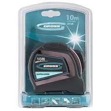 Рулетка GROSS "Doppelhaken", 10 м x 25 мм, двухсторонний зацеп, нейлон, двуст. шкала, автоматич 31126