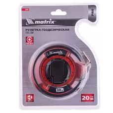 Рулетка геодезическая 20 м х 12,5 мм, односторонняя шкала MATRIX 31280