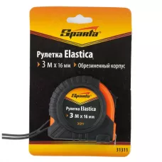 Рулетка Elastica, 3 м х 16 мм, обрезиненный корпус SPARTA 31311