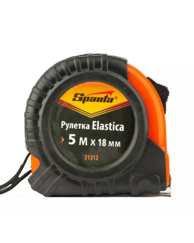 Рулетка Elastica,5 м х 18 мм,обрезиненный корпус Sparta