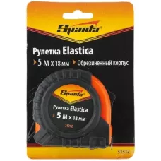 Рулетка Elastica, 5 м х 18 мм, обрезиненный корпус SPARTA 31312