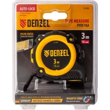 Рулетка DENZEL 31520 3м х 16мм, автоматич. фиксац., нейлон. покрытие, магнит. зацеп, двухстор. разметка