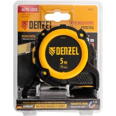 Рулетка DENZEL 31521 5м х 19мм, автоматич. фиксац., нейлон. покрытие, магнит. зацеп, двухстор. разметка