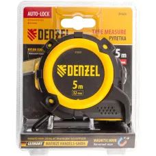 Рулетка DENZEL 31523 5м х 32мм, автоматич. фиксац., нейлон. покрытие, магнит. зацеп, двухстор. разметка