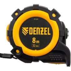 Рулетка DENZEL 31524 8м х 32мм, автоматич. фиксац., нейлон. покрытие, магнит. зацеп, двухстор. разметка