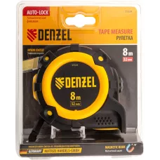Рулетка DENZEL 31524 8м х 32мм, автоматич. фиксац., нейлон. покрытие, магнит. зацеп, двухстор. разметка