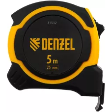 Рулетка DENZEL 5м х 25мм, двухкомп. корпус, магнитный обрезиненный зацеп