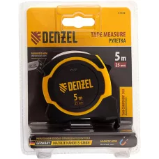 Рулетка DENZEL 5м х 25мм, двухкомп. корпус, магнитный обрезиненный зацеп