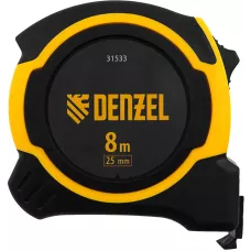 Рулетка DENZEL 8м х 25мм, двухкомп. корпус, магнитный обрезиненный зацеп