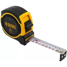 Рулетка DENZEL 8м х 25мм, двухкомп. корпус, магнитный обрезиненный зацеп