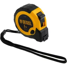 Рулетка DENZEL 3м х 13мм, двухкомп. корпус, кнопка-пауза