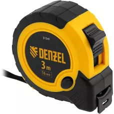 Рулетка DENZEL 3м х 16мм, двухкомп. корпус, кнопка-пауза