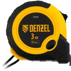 Рулетка DENZEL 3м х 16мм, двухкомп. корпус, кнопка-пауза