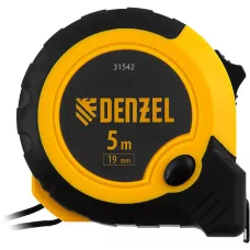 Рулетка DENZEL 5м х 19мм, двухкомп. корпус, кнопка-пауза