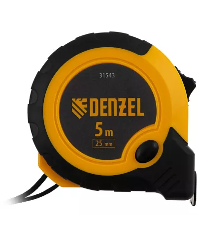 Рулетка 5м х 25мм, двухкомп. корпус, кнопка-пауза// Denzel