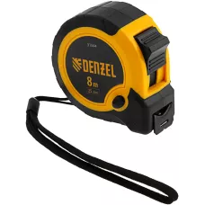 Рулетка DENZEL 8м х 25мм, двухкомп. корпус, кнопка-пауза