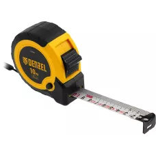 Рулетка DENZEL 10м х 25мм, двухкомп. корпус, кнопка-пауза