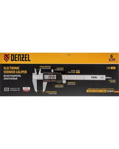 Штангенциркуль, 150 мм, электронный, с глубиномером Denzel