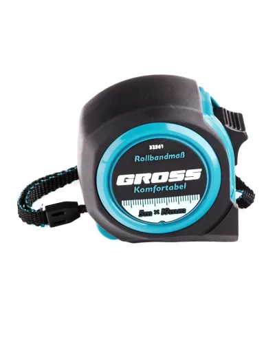 Рулетка Komfortabel 5 м х 19 мм,обрезиненный корпус Gross