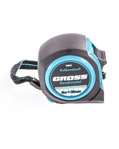 Рулетка Komfortabel 5 м х 25 мм,обрезиненный корпус Gross