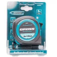 Рулетка Komfortabel 8 м х 25 мм, обрезиненный корпус GROSS 32563