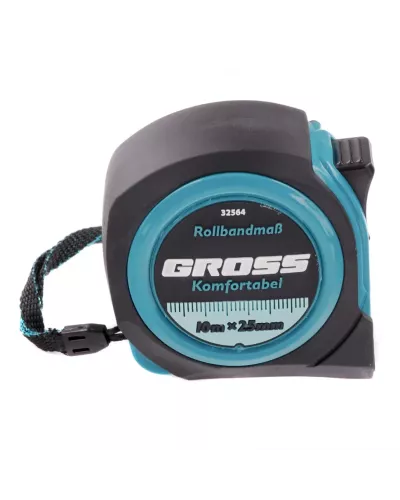 Рулетка Komfortabel 10 м х 25 мм,обрезиненный корпус Gross
